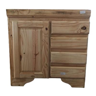 bajo mesada de pino 80x80x55 bacha izquierda 1 puerta 4 cajones