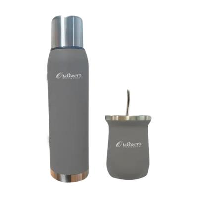 TERMO OUTDOORS 1 LTS + MATE C/BOMBILLA GRIS