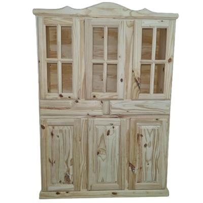 modular de pino cristalero 120x170x30 / 3 puertas 2 cajones 3 puertas vidrio repartido