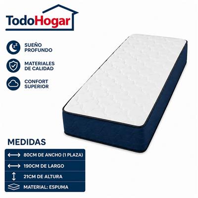 COLCHON DE ESPUMA DE 1 PLAZA 80X190X21 FRANKLIN