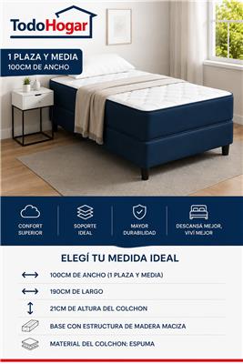 COLCHON DE ESPUMA DE 1 PLAZA Y MEDIA 100X190X21 FRANKLIN