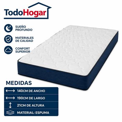 COLCHON DE ESPUMA DE 2 PLAZAS 140X190X21 FRANKLIN