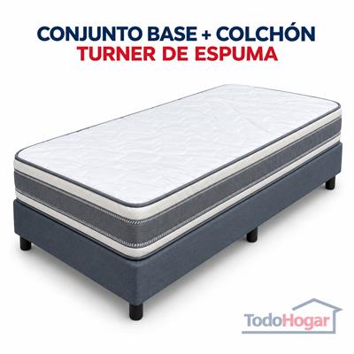 CONJUNTO DE SOMMIER DE 1 PLAZA 80X190X26 DE ESPUMA TURNER
