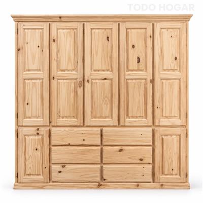 PLACARD DE PINO 200CM 7 PUERTAS 6 CAJONES