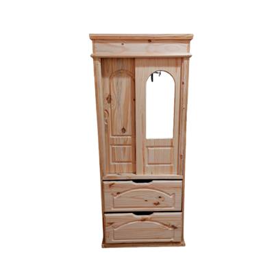 PLACARD/ROPERO DE PINO CORREDIZO 80X180X56 2 PUERTAS 2 CAJONES 1 ESPEJO