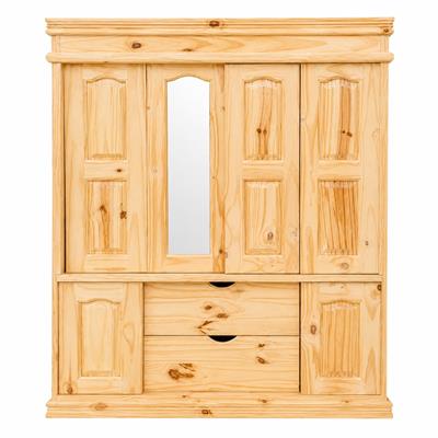 PLACARD ROPERO DE PINO 160CM 6 PUERTAS CON ESPEJO