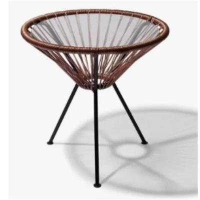 MESA BAJA DE YUTE CON VIDRIO