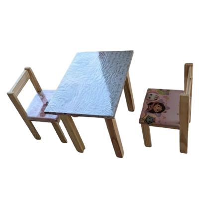 mesa niño de pino c/2 sillas 60cmx40cmx50cm