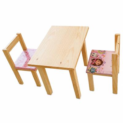 MESA INFANTIL DE PINO CON 2 SILLAS