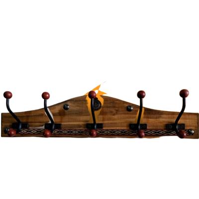 PERCHERO DE PARED DE PINO ESTILO CAMPO 5 GANCHOS DOBLES