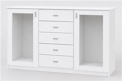 BAHIUT CORPUS MACIZO INMACOL 5 CAJONES 2 PUERTAS DE VIDRIO MEDIDAS 155X105X45CM COLOR: BLANCO 328.05