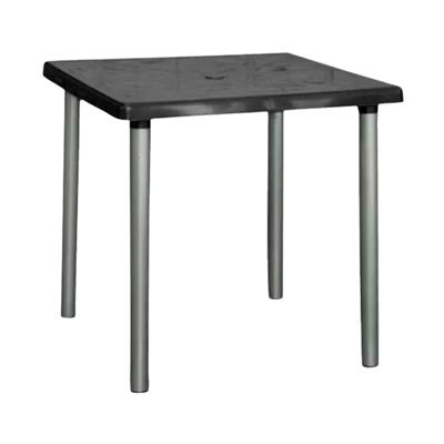 mesa plastica de comedor timbu de comedor cuadrada 75x75 negra con patas metalicas
