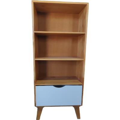 biblioteca macizo retro 140x60x30 1 cajon color: miel/blanco marca fc