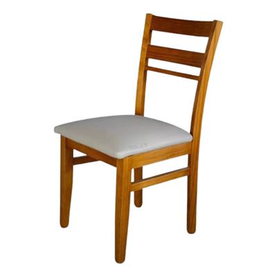 silla de comedor bautista color miel con tapizado color tiza