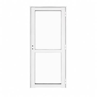 PUERTA DE ALUMINIO 80 X 200CM TABLERO TUBULAR VIDRIO ENTERO CON FAJA– DERECHA