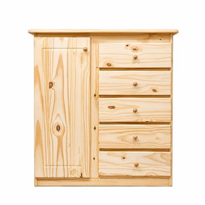 CÓMODA DE PINO ALTA 120X105X42 CM 5 CAJONES 1 PUERTA