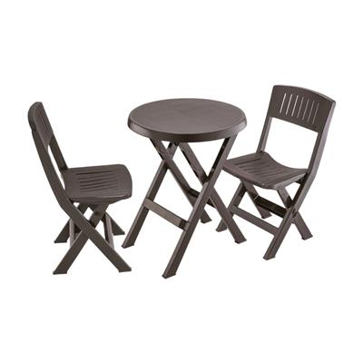 SET DE JARDIN DE 2 SILLAS DE JARDIN PLASTICO EXTERIOR URUGUAY 1 MESA REDONDA PLEGABLE + 2 SILLAS PLEGABLE HASTA 136KG