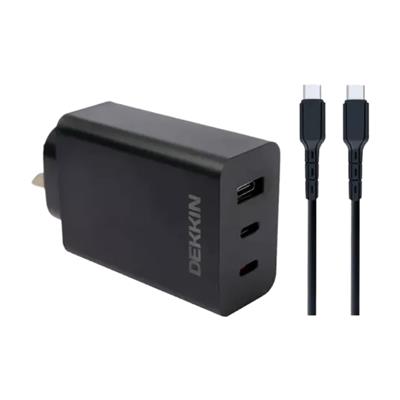 KIT CARGADOR DE CELULAR PARED 65W +CABLE TIPO C-CARGA RAPIDA  DEKKIN 