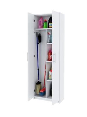 ORGANIZADOR CON 3 ESTANTES REGULABLES UN ESTANTE FIJO SUPERIOR Y UN ESPACIO LIBRE PARA ESCOBA O LO Q
