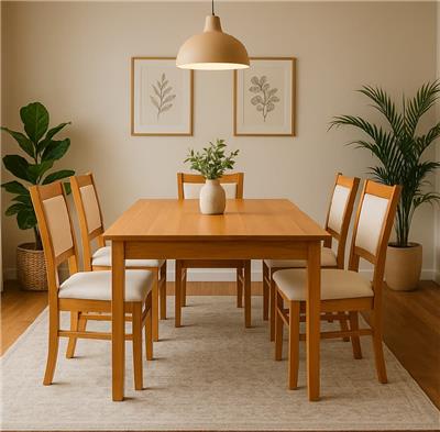 JUEGO DE COMEDOR MESA FC 150CM + 6 SILLAS PORTO