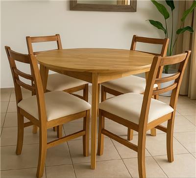 JUEGO DE COMEDOR MESA FC 150CM PATAS ESCANDINAVAS + 4 SILLAS BAUTISTA 