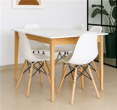 MESA DE COMEDOR TULIP 140CM + 4 SILLAS EAMES 
