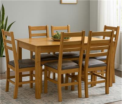 JUEGO DE COMEDOR MESA FC 150CM  + 6 SILLAS VALENCIA