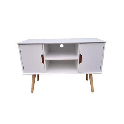 mesa de living de melamina alta con 2 puertas y 2 estantes