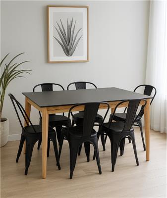 MESA DE COMEDOR TULIP + 6 SILLAS TOLIX