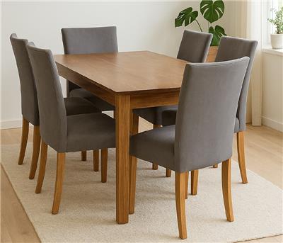 JUEGO DE COMEDOR MESA FC 150X80 + 6 SILLAS MALASSIA