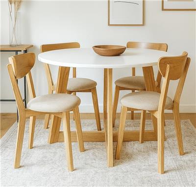 JUEGO DE COMEDOR MESA OSLO 120CM + 4 SILLAS NORUEG