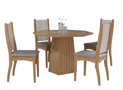 JUEGO DE COMEDOR MESA TULIP 140 + 6 SILLAS CATA CON ASIENTO TAPIZADO (COMBO 7)