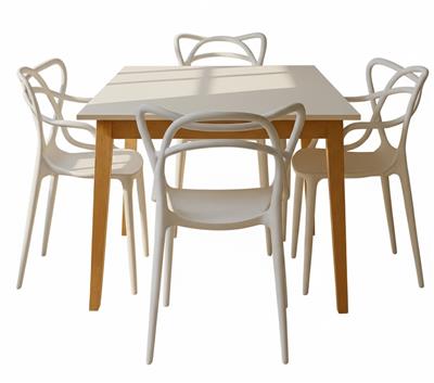 MESA DE COMEDOR TULIP 140CM + 4 SILLAS MASTER