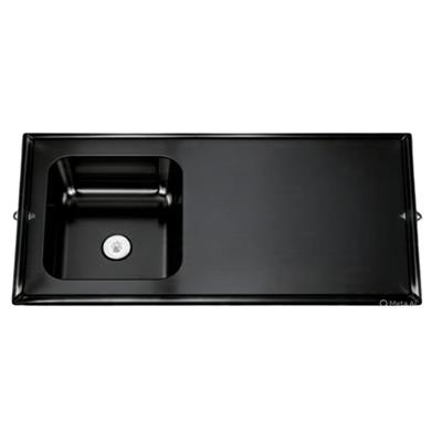 MESADA 100X51 NEGRA SIN ZOCALO BACHA IZQ/DER DE ACERO INOXIDABLE