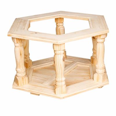 MESA RATONA DE PINO HEXAGONAL 75X60X40 CM