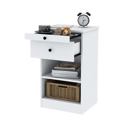 MESA DE LUZ  DE MELAMINA CON DESAYUNADOR BLANCO