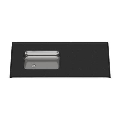 MESADA 140X60 NEGRO CON ZOCALO BACHA IZQUIERDA