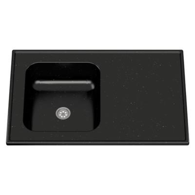 MESADA 80X51 NEGRA SIN ZOCALO BACHA IZQ