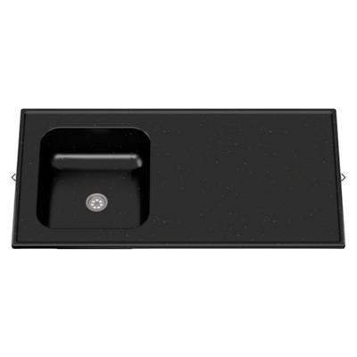 MESADA 100X51 NEGRA SIN ZOCALO BACHA IZQ