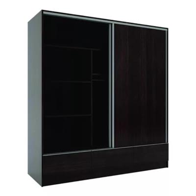 PLACARD DE MELAMINA PUERTAS CORREDIZAS LINEA PREMIUN CAJONES A LA VISTA 182X212X59 WENGUE ORLANDI