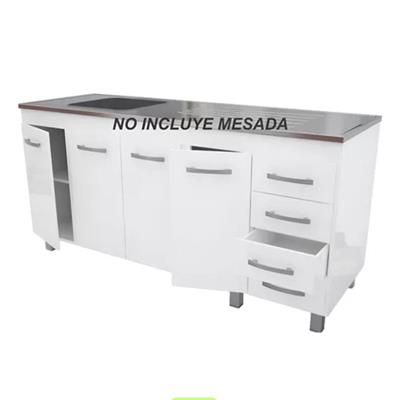 BAJO MESADA DE MELAMINA 4 PUERTAS 160 X 82 X 54 BLANCO ORLANDI MO.610