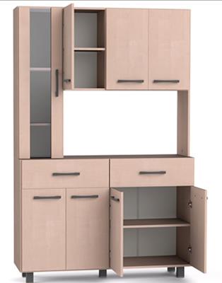 MODULAR DE MELAMINA KIT CON ALACENA LINEA PREMIUM 120 X 186 X 38 ABEDUL ORLANDI MO.652