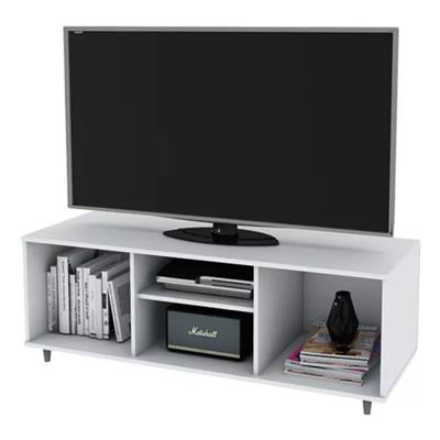 rack tv color blanco marca centro estant 128cm ancho 45cm alto 45cm prof.