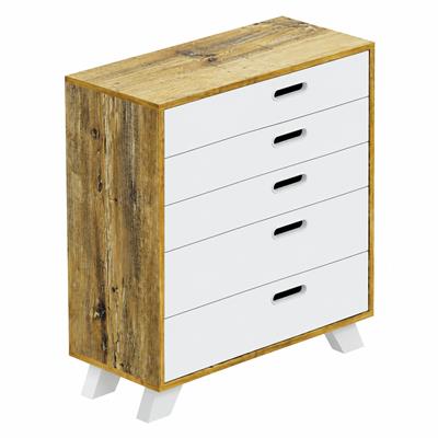 CÓMODA DE MELAMINA NORDIC 90 X 100 X 44 CM CON 5 CAJONES