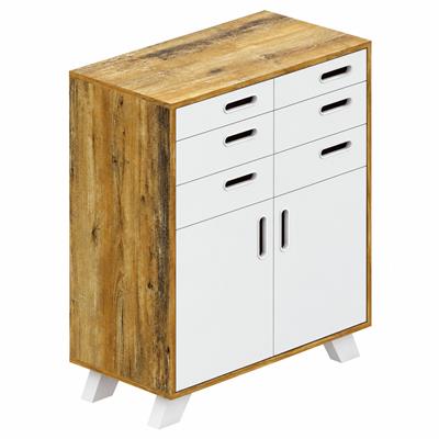 CÓMODA CAJONERA DE MELAMINA 117 X 90 X 45 CM CON 6 CAJONES Y 2 PUERTAS