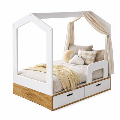 CAMA MONTESSORI MINI DE MELAMINA CON CAJONES – BLANCO