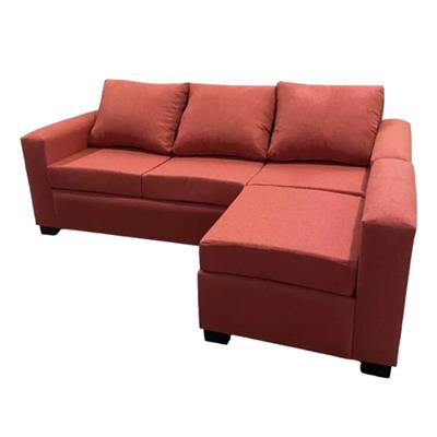 sillon esquinero  2.00  3 cuerpos chenille patas madera  con camastro ladrillo