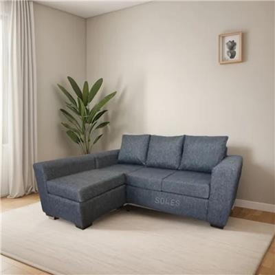 sillon esquinero  1.80 3 cuerpos chenille patas madera  con camastro plomo