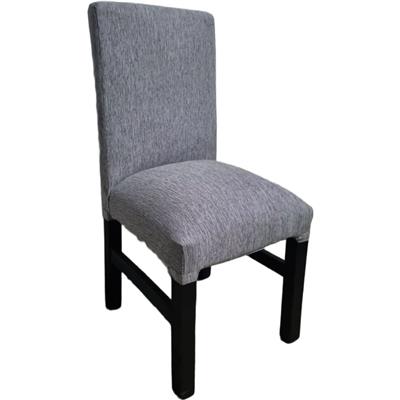 silla vestida tapizado en gris patas negras