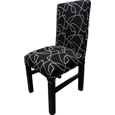 silla vestida tapizado en negro firuletes blancos patas negras